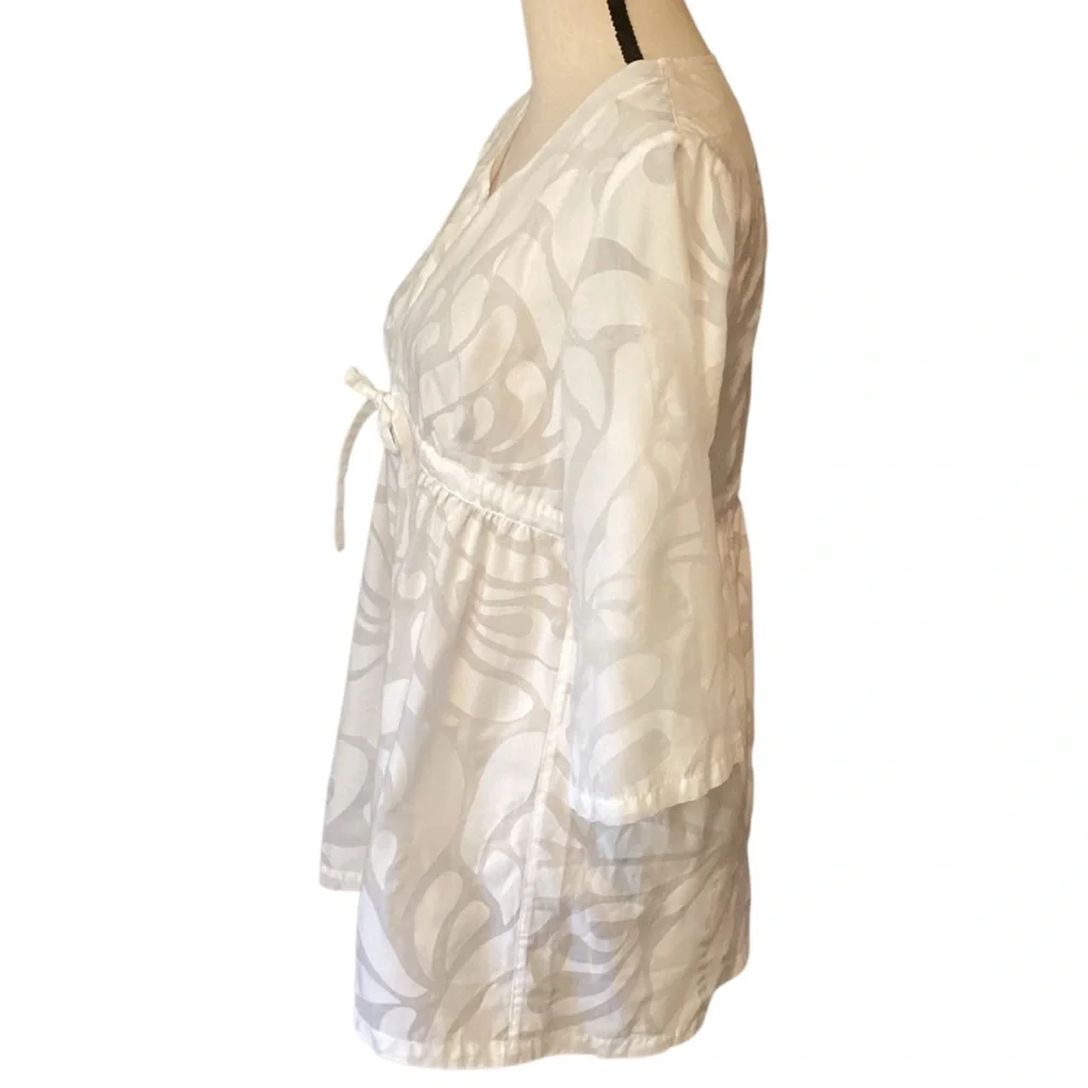 J. Crew White Semi-Sheer‎ Swimsuit Cover-Up Empire Waist Drawstring Small